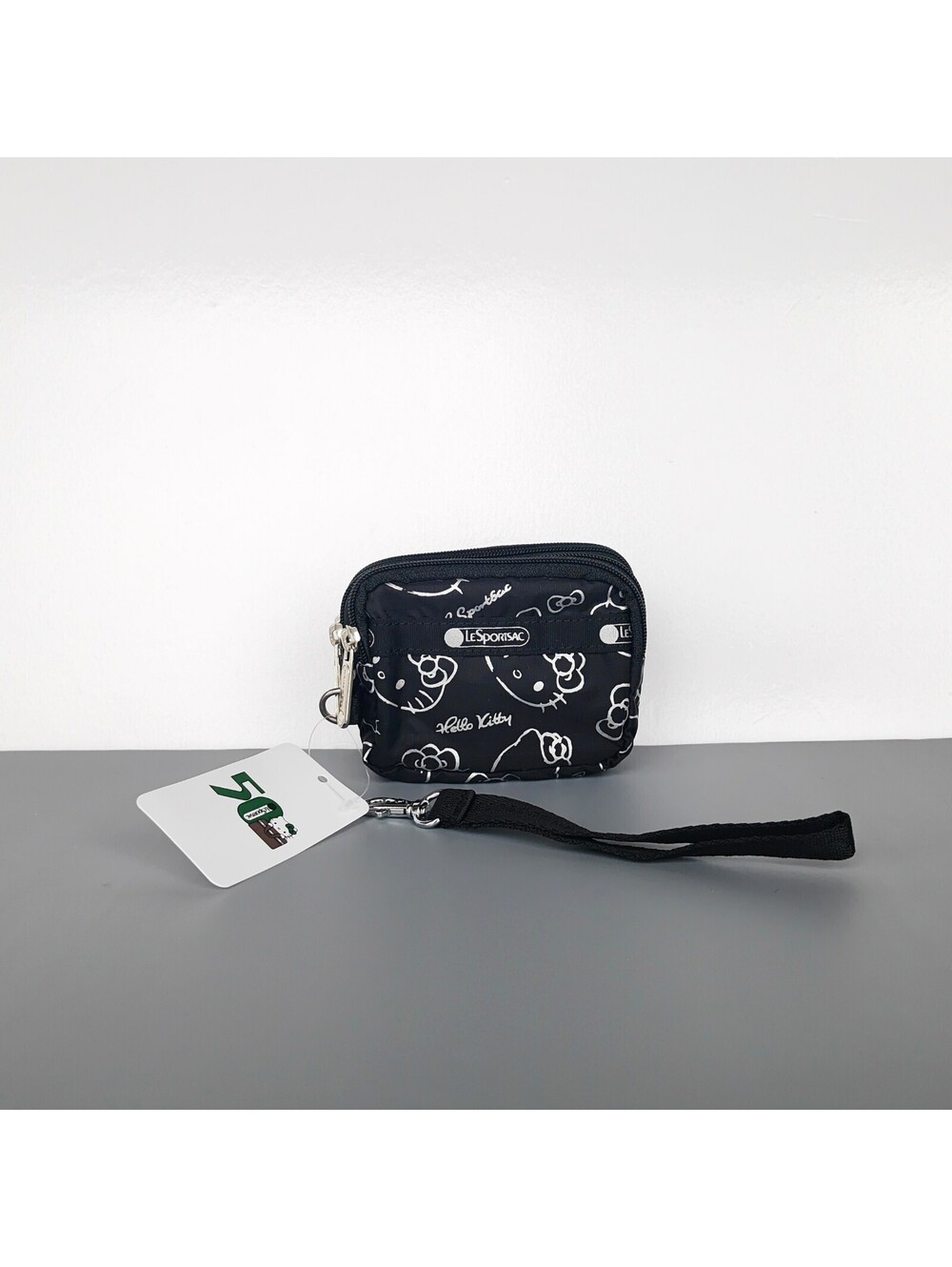 Lesportsac x Hello Kitty 50th Anniversary Black 3zipper Wristlet Wallet NWT